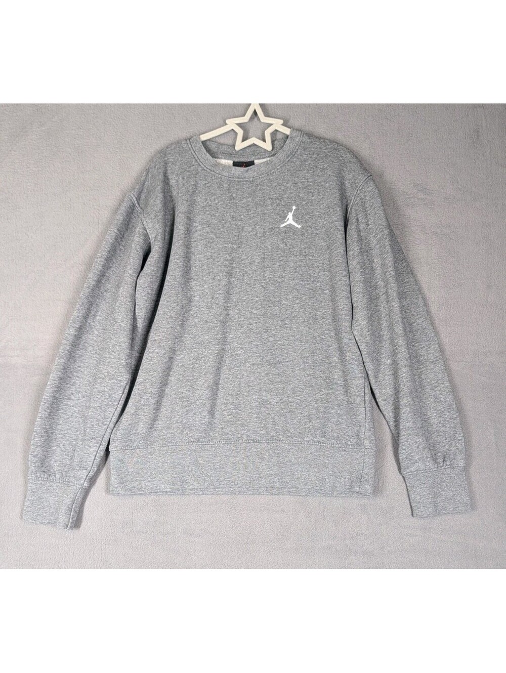 Jordan Boys Medium 10/12 Heather Gray Jumpman Crewneck Sweatshirt Pullover Youth - Picture 1 of 7